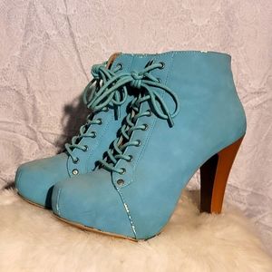 Mint Blue Nubuk Heel Bootie